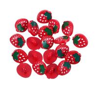 20 Pezzi Bottoni a Fragola Rossi, Decorativi, da Cucire | Plastica e Resina, Forma Frutto Simpatica, per Abiti Bebé e Gilet, Riparazione Capi e Scrapbooking