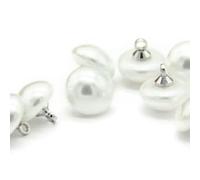 20 Pezzi Bottoni di Perle Vintage Bianchi per Gioielli, per Abbigliamento, con Gambo in Metallo, per Camicie da Sposa, Accessori Decorativi Fatti a Mano