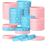 20 pezzi Braccialetti per rivelazione del genere, Braccialetti in silicone per la squadra dei ragazzi e Braccialetti in gomma per la squadra delle ragazze, Adatti per festa di rivelazione del genere, 
