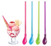 20 pezzi cannucce cucchiai in plastica riutilizzabili slushie cannucce con cucchiaio per smoothie cocktail caffè bevande gelato, 9,25 pollici di lunghezza