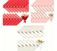 20 pezzi Carta da regalo floreale di lusso - Piegata piatta, impermeabile, a doppia faccia, decorata con bordi eleganti in oro rosa - Vibrante rosa, nero e bianco, motivi floreali raffinati, perfetta