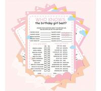 20 pezzi Carte da gioco per il compleanno "Chi lo sa meglio" formato A5 - perfette per feste e pigiama festa, attività divertente e facile da organizzare, forniture scolastiche, ritorno a scuola Carta