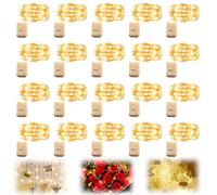 20 pezzi catena di luci a batteria, 2 m x 20 LED, luce bianca calda, impermeabile, con batteria per feste, camera da letto, Halloween, matrimonio, Natale