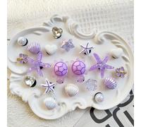 20 pezzi Charm a forma di tartaruga viola, serie Oceano viola, set di accessori per scarpe con strass, fiori per scarpe, decorazioni per scarpe, accessori per scarpe fai-da-te alla moda, adatti come r