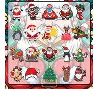 20 pezzi Charm per scarpe natalizi carini con Babbo Natale e coccodrillo, set completo con Babbo Natale e renna come IP natalizi principali, abbinati a elementi come pinguino, albero di Natale e calza
