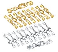 20 Pezzi Chiusura a Moschettone Fermagli Lobster Claw con Cord End Ganci per Collana, Braccialetti Fai Da Te - 10 Pezzi Argento/10 Pezzi Oro/32 mm