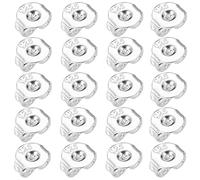 20 Pezzi Chiusure per Orecchini Argento, 925 Tappi Rotondi per Orecchini a Perno e Ganci