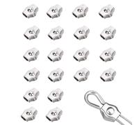 20 Pezzi Clip Cavo Simplex, Duplex in acciaio inossidabile, Serracavo Inox M2, Per Cavo In Acciaio Inox, Fissaggio (M2, 15 x 7 x 5mm)