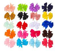 20 Pezzi Clip per Chioma Bambina Fiocco in Nailon e Lega | Uso Quotidiano e Compleanni, Accessorio a Forma di Bow, Semplice Colore Casuale