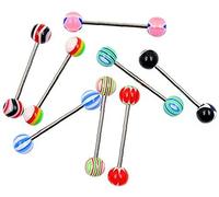 20 Pezzi Colorati bilanciere in Acciaio Inox Body Piercing Gioielli Multiuso Linguetta Anelli Bar Colore Casuale, Bellezza, Arte Convenient Handled