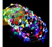 20 pezzi colorati con corona di fiori a LED, per capelli, a LED, per capelli, con 3 modalità di illuminazione, luci a fiori, per matrimoni, feste, festival, compleanno