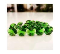 20 pezzi con anelli 6 colori 14 mm prismi di cristallo perline ottagonali in vetro prisma lampadario parti pendenti pendenti Decor(Green)