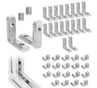 20 Pezzi Connettori Angolari Interni A T, Profilati Alluminio Modulari con 40 Viti, T Slot Profilo in Alluminio Leggero per Collegamento Profilo