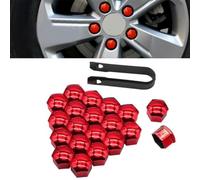 20 Pezzi Copridadi Tappi per Jaguar E Pace F Pace I Pace XE XF XJ, Copri Bulloni Pneumatici Esagonali Tappi Vite Ruota Antipolvere Protezioni,21mm-Red