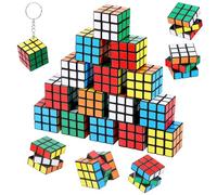 20 Pezzi Cubo di Rubik Mini 3x3, Piccoli Rompicapi con Portachiavi Bambini