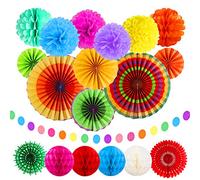 20 Pezzi Dadabig PomPon di Carta Festone Decorazione di Festa Multicolore Ventilatori di Carta, Pompons Bandierine Triangolare, Ghirlande per Decorazione della Festa Nozze Nidi Nuziale