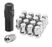 20 pezzi Dadi per ruota con cappuccio, Dadi per ruota M12 x 1,5 cromati, Cappuccio chiuso con base conica a 60°, Set di eccellenza di dadi per ruota in lega, Dadi per ruota cromati in stile originale