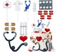 20 pezzi Decorazioni per feste natalizie del personale medico, set di accessori per torte di compleanno per medici, decorazioni per torte per infermieri