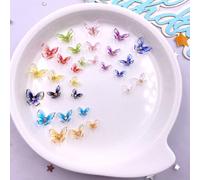 20 pezzi di cristalli di farfalla colorati misti da 7mm/9mm/11mm, con glitter AB in resina, piatti, ruotanti a 3D, per decorazioni, gioielli e accessori fai-da-te, adatti per matrimoni, estate e scuol