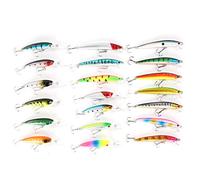 20 pezzi di esche da pesca in plastica, esche da pesca artificiali realistici, attrezzatura morbida colorata con ami affilati per persico, trota d’acqua dolce e salata, azione di