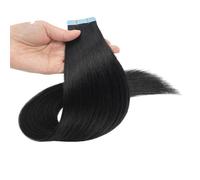 20 pezzi di nastro adesivo completamente lucido nelle estensioni dei capelli umani, parrucche invisibili su entrambi i lati for le donne, capelli Remy lisci naturali(#1,18 inch)