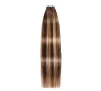 20 pezzi di nastro completamente lucido nelle estensioni dei capelli umani vergini, estensione dei capelli invisibili senza cuciture for le donne(#4/27,16 inch)