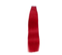 20 pezzi di nastro completamente lucido nelle estensioni dei capelli umani vergini, estensione dei capelli invisibili senza cuciture for le donne(Red,16 inch)
