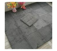 20 Pezzi Di Piastrelle Per Moquette Ad Incastro, Tappetini Quadrati in Schiuma Peluche, Puzzle Quadrato Con Piastrelle Morbide Ad Incastro Con Bordo, 19,4 Piedi Quadrati,Grigio