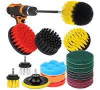 20 pezzi di spazzole per trapano e spugna Power Scrubber Brush con asta lunga estendibile multiuso per malta, superficie del bagno, lavandini, angoli, dettagli auto, tappeti, pavimenti, pulizia della