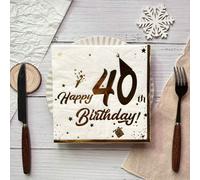 20 pezzi di tovaglioli monouso bianchi con stampa a tema dorato per 40° compleanno (16,5 x 16,5 cm), realizzati in doppio strato di carta da cellulosa vergine, adatti per hotel, ristoranti, bar, appar