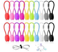 20 Pezzi Fascette Magnetiche Riutilizzabili in Silicone Organizer, Silicone Riutilizzabili Fascette Fermacavi,Organizer Cavi Scrivania,Gestore Cavi USB per Scuola Home Office
