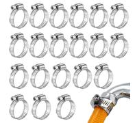 20 Pezzi Fascette Stringitubo 16-25mm, Fascette Acciaio Inox 304, Robusto e Antiruggine Fascetta Stringitubo, Fascette Acciaio Regolabili, Stringitubo per Tubi del Gas e Dell'Acqua, Tubi Della Benzina