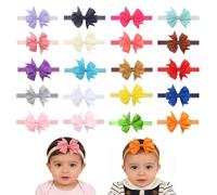20 Pezzi Fascia Elastica per Capelli con Fiocchi Accessori per Capelli per Nascita Bambina Femmina Fascia Capelli Bambina Elastica per Capelli 0-3 Anni