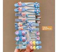 20 pezzi Fermagli per capelli carini e blu con motivi cartoni animati, fermagli a uncino per San Valentino, accessori per capelli, accessori per la scuola, accessori per la testa, forcine Tagli UnicaA