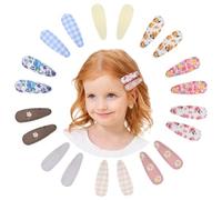 20 pezzi fermagli per capelli Snap Toddler, mollette capelli bambina, fermagli capelli bambina, motivo floreale-Colore della cartella di colore solido + stampato leggero