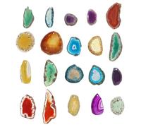 20 Pezzi Fette di Agata Colorata Forate per Creazioni | Pietra Naturale, Profilo Piatto e Bordi Grezzi, Disegni Unici, per Laboratori Creativi e Addobbi Nuziali