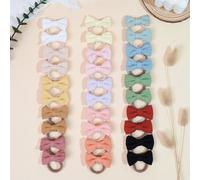 20 pezzi Fiocchi di nastro da 2 pollici con stampa ricamata, accessorio per capelli per bambine, fascia elastica, copricapo Tagli UnicaTessuto