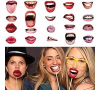 20 Pezzi Foto Booth Props Confezione da Accessori per Foto Labbra Divertenti Accessori per Cabine Fotografiche, Set di Accessori per Foto Fai da Te per Matrimoni,Compleanni,Decorazioni DIY per Feste