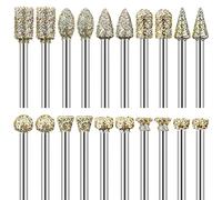 20 Pezzi Frese Diamantate per Dremel, Set di Frese Diamantate con Gambo da 3 mm per Pietra Intaglio fai da te, Rettifica, lucidatura, Incisione