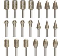 20 Pezzi Frese Diamantate Set, Punte Diamantate per Pietra, Punte per Trapano Ri