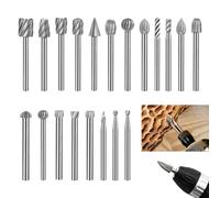 20 Pezzi Frese per Utensili Rotanti, Frese Gambo 3mm HSS per Incisione e Fresatura, Punte Burr in Acciaio ad Alta Velocità con Gambo, Compatibili con Dremel e Utensili Rotanti per Intaglio Legno