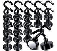 20 Pezzi Ganci Magnetici 16mm Nero, Gancio Magnetico Magneti al Neodimio Con Gancio Con Occhielli Rotondi Ganci MagneticiPer Frigorifero Da Cucina, Campeggio, Soffitto, Griglia, Ufficio