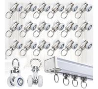 20 Pezzi Gancio per Tende Scorrevoli, Rulli per Binario Della Tenda, Scorrimento per Binari per Tende,Ruote per Guide per Tende, Accessori per Tende a Rullo Puleggia per Tende Supporto Soffito Gancio