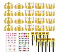 20 Pezzi Golden Corone di Carta Party Crown Hat Cap, Set Corona d'Oro per Feste e Compleanni - Cappellini da Festa per Giovani Stile Gossip Star - Coroncina e Cappello di Compleanno,Cappello di Laurea