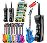 20 pezzi gonfiabile Rock Star Toy Set 12 Chitarra Gonfiabile 3 Blow up Cellulare 4 Boom Box gonfiabile 1 Pompa di aria per 80s 90s Decorazioni per feste Hip Hop Tema Compleanno Forniture