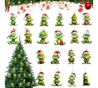 20 Pezzi Grinch Decorazione Natale, Decorazioni per albero di Natale in Acrilico a Doppia Faccia Grinch Albero di Natale Ciondol Decorazioni Albero di Natale Grinch per Alberodi natalizie Decorazione