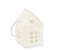 20 PEZZI HARMONY BIANCO Casa Casetta portaconfetti 10x10x10 cm 0LFR