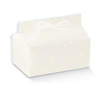 20 PEZZI HARMONY BIANCO scatola CHIC portaconfetti 14X9X6 cm 0LIT