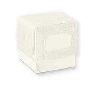 20 PEZZI HARMONY BIANCO Scatola FLEUR portaconfetti 5x5x5 cm con tasca p 0LJ5