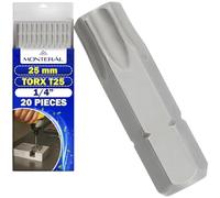 20 Pezzi Inserti per Avvitatore Professionali T25 x 25 mm - Torx Set con Gambo Esagonale 1/4" - Set Punte Avvitatore Realizzato in Acciaio Legato S2 - MONTERAL